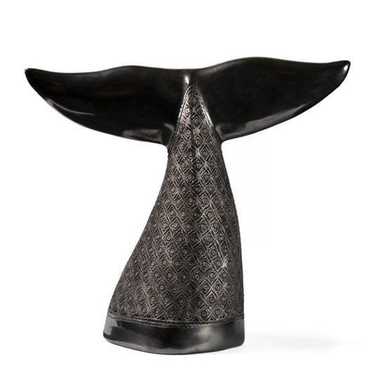 Large Barro Negro Whale Tail Ornament by Taller Llerys