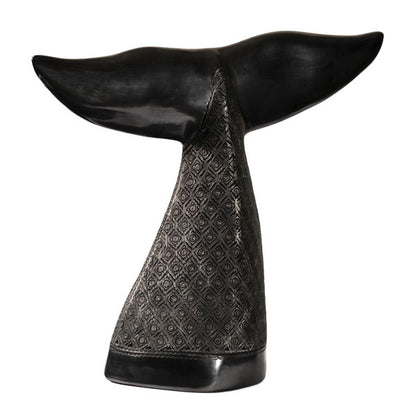 Large Barro Negro Whale Tail Ornament by Taller Llerys