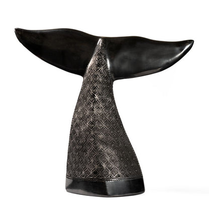 Large Barro Negro Whale Tail Ornament by Taller Llerys
