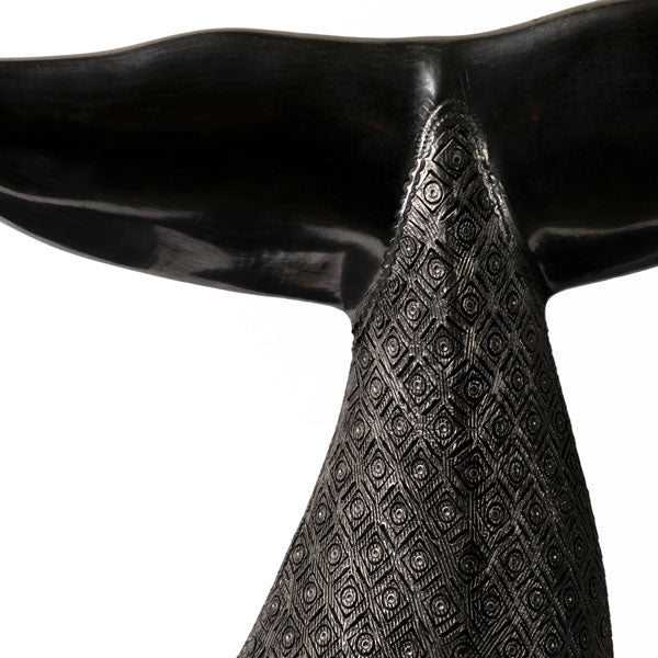 Large Barro Negro Whale Tail Ornament by Taller Llerys